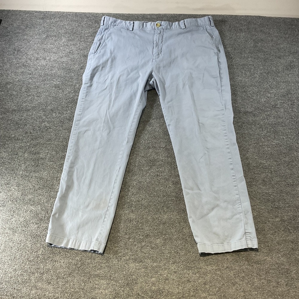 Johnston & Murphy Slim Fit Chino Pants Light Blue 40W x 30L Mens Flat Front